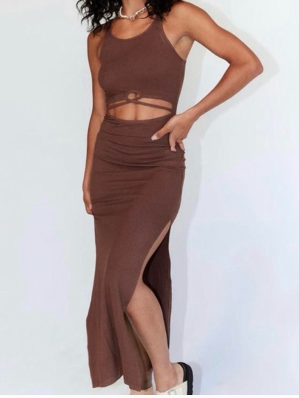 Princess polly Brown Cutout Midi Dress size 0 worn once